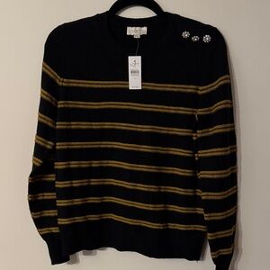 LOFT Sweater with Black and Gold Stripes